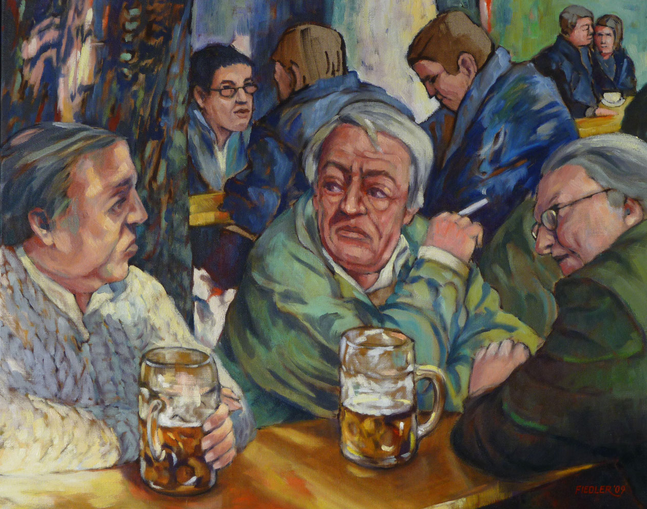 Annaeherung im Biergarten