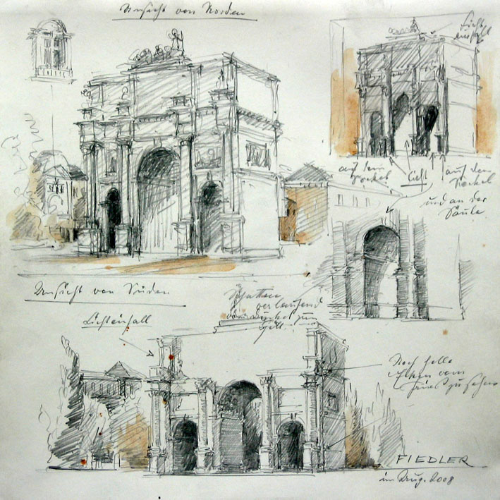 Siegestor Skizzenblatt